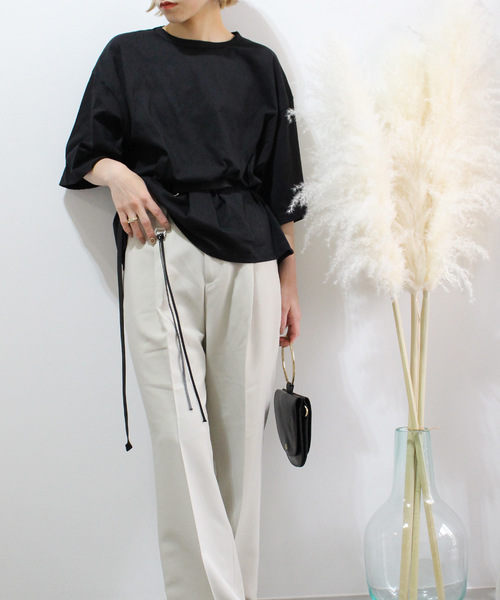 c.u.l（シーユーエル）の「【c.u.l】ビッグシルエット ルーズTシャツ chw786（Tシャツ/カットソー・レディース・ブラック/ベージュ/チャコールグレー/ホワイト・M）」の5枚目の写真