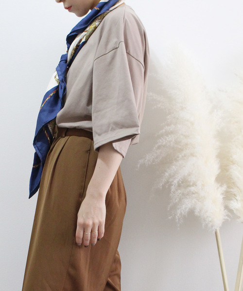 c.u.l（シーユーエル）の「【c.u.l】ビッグシルエット ルーズTシャツ chw786（Tシャツ/カットソー・レディース・ブラック/ベージュ/チャコールグレー/ホワイト・M）」の10枚目の写真