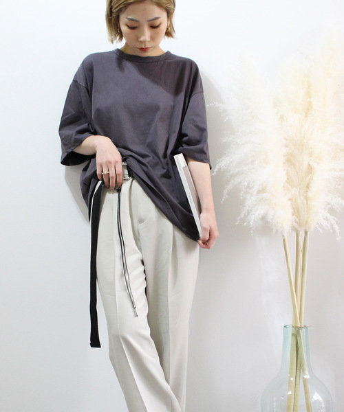 c.u.l（シーユーエル）の「【c.u.l】ビッグシルエット ルーズTシャツ chw786（Tシャツ/カットソー・レディース・ブラック/ベージュ/チャコールグレー/ホワイト・M）」の13枚目の写真