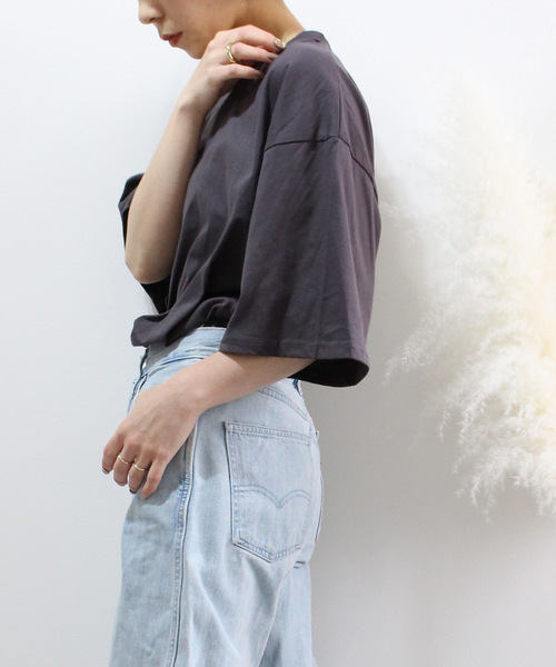 c.u.l（シーユーエル）の「【c.u.l】ビッグシルエット ルーズTシャツ chw786（Tシャツ/カットソー・レディース・ブラック/ベージュ/チャコールグレー/ホワイト・M）」の14枚目の写真