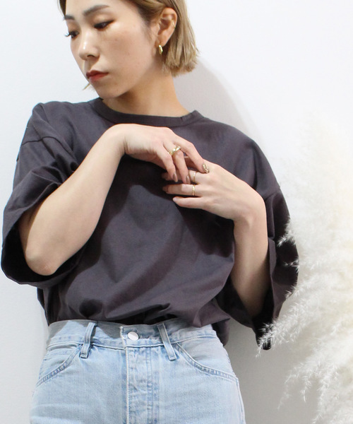 c.u.l（シーユーエル）の「【c.u.l】ビッグシルエット ルーズTシャツ chw786（Tシャツ/カットソー・レディース・ブラック/ベージュ/チャコールグレー/ホワイト・M）」の15枚目の写真