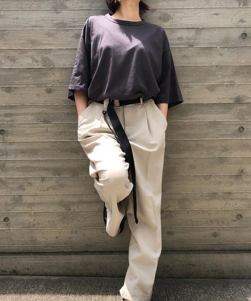 c.u.l（シーユーエル）の「【c.u.l】ビッグシルエット ルーズTシャツ chw786（Tシャツ/カットソー・レディース・ブラック/ベージュ/チャコールグレー/ホワイト・M）」の17枚目の写真