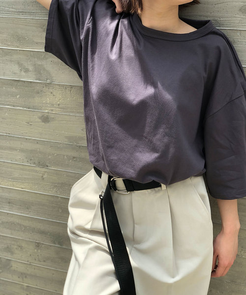 c.u.l（シーユーエル）の「【c.u.l】ビッグシルエット ルーズTシャツ chw786（Tシャツ/カットソー・レディース・ブラック/ベージュ/チャコールグレー/ホワイト・M）」の18枚目の写真