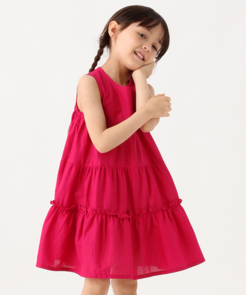 GLOBAL WORK（グローバルワーク）の「【キッズ】ティアードノースリーブミニワンピース/835981（ワンピース・キッズ・フューシャピンク/ブラック/ブルー・LARGE/MEDIUM/SMALL/X-LARGE/XX-LARGE）」の3枚目の写真