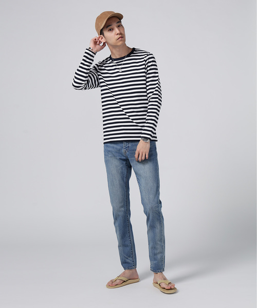 ZOZO（ゾゾ）の「中細ボーダー長袖Tシャツ[MEN]（Tシャツ/カットソー・メンズ・ホワイト×ブラック/ホワイト×ネイビー・マルチサイズ）」の4枚目の写真