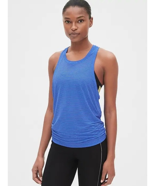 GAP(ギャップ)の「GapFit バーンアウトストライプ タイバックタンクトップ(タンクトップ)」|ブルー