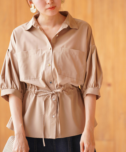 rps（アールピーエス）の「ウエストリボン多ボタンダブルポケットブラウス（シャツ/ブラウス・レディース・アイボリー/ブラック/ベージュ・M）」の3枚目の写真