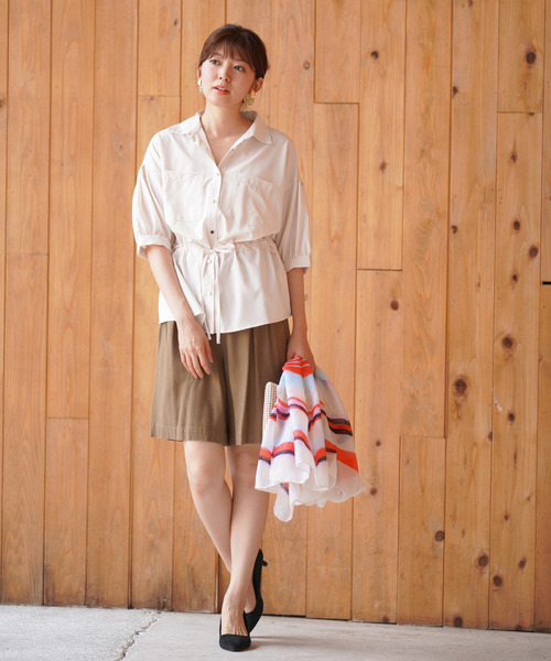 rps（アールピーエス）の「ウエストリボン多ボタンダブルポケットブラウス（シャツ/ブラウス・レディース・アイボリー/ブラック/ベージュ・M）」の6枚目の写真