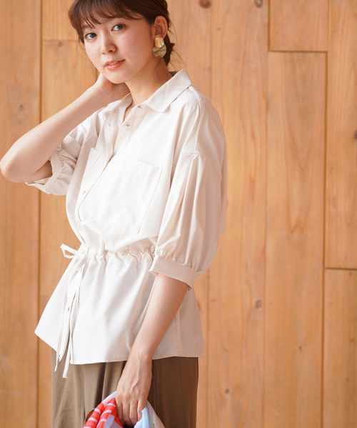 rps（アールピーエス）の「ウエストリボン多ボタンダブルポケットブラウス（シャツ/ブラウス・レディース・アイボリー/ブラック/ベージュ・M）」の7枚目の写真