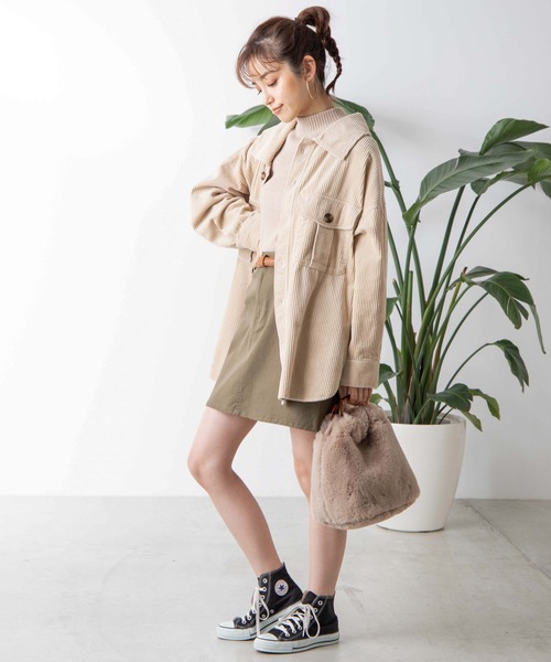 WEGO（ウィゴー）の「WEGO/べっ甲ハンドルファーショルダートートバッグ（トートバッグ・レディース・ベージュ/ホワイト系その他/グリーン系その他・FREE）」の10枚目の写真