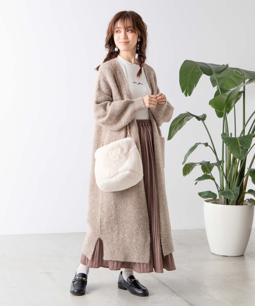 WEGO（ウィゴー）の「WEGO/べっ甲ハンドルファーショルダートートバッグ（トートバッグ・レディース・ベージュ/ホワイト系その他/グリーン系その他・FREE）」の11枚目の写真