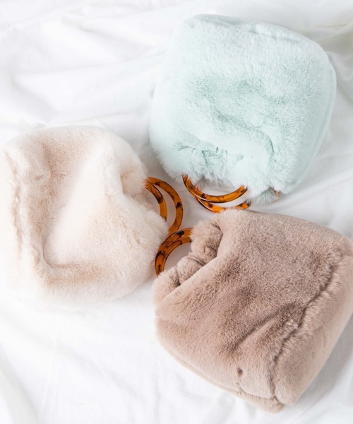 WEGO（ウィゴー）の「WEGO/べっ甲ハンドルファーショルダートートバッグ（トートバッグ・レディース・ベージュ/ホワイト系その他/グリーン系その他・FREE）」の15枚目の写真