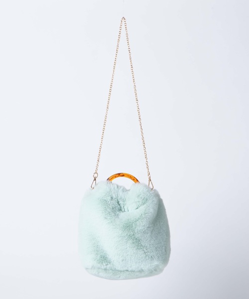 WEGO（ウィゴー）の「WEGO/べっ甲ハンドルファーショルダートートバッグ（トートバッグ・レディース・ベージュ/ホワイト系その他/グリーン系その他・FREE）」の16枚目の写真