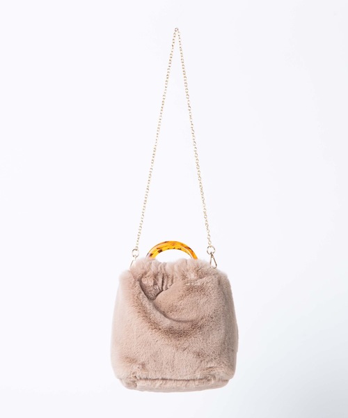 WEGO（ウィゴー）の「WEGO/べっ甲ハンドルファーショルダートートバッグ（トートバッグ・レディース・ベージュ/ホワイト系その他/グリーン系その他・FREE）」の17枚目の写真