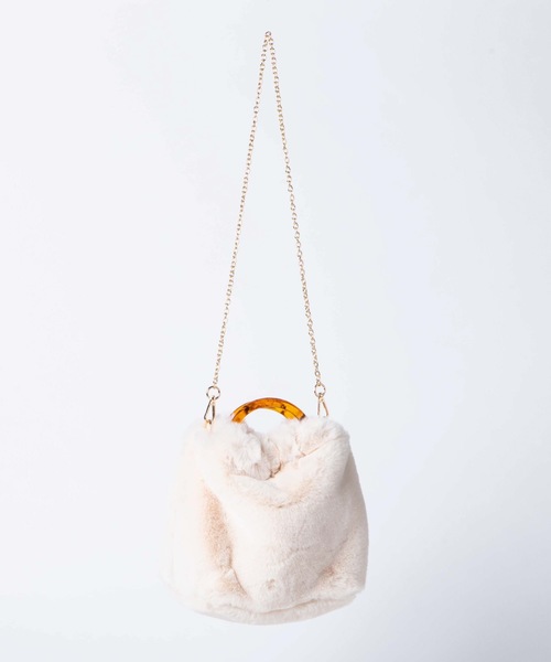 WEGO（ウィゴー）の「WEGO/べっ甲ハンドルファーショルダートートバッグ（トートバッグ・レディース・ベージュ/ホワイト系その他/グリーン系その他・FREE）」の18枚目の写真