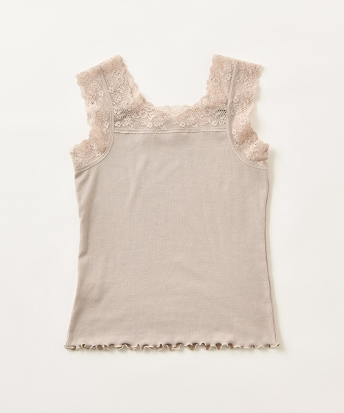 one after another NICE CLAUP(ワンアフターアナザーナイスクラップ)の「前後2Wayレースインナー(キャミソール・レディース・ベージュ/グリーン/アイボリー/モカ・FREE)」の4枚目の写真