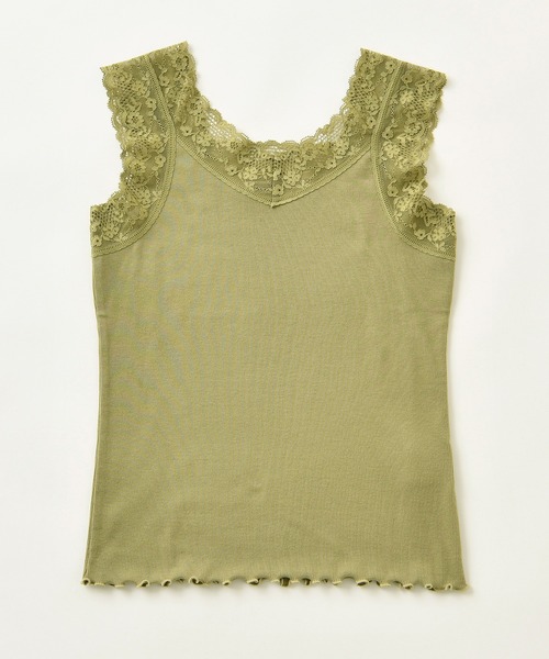 one after another NICE CLAUP(ワンアフターアナザーナイスクラップ)の「前後2Wayレースインナー(キャミソール・レディース・ベージュ/グリーン/アイボリー/モカ・FREE)」の1枚目の写真