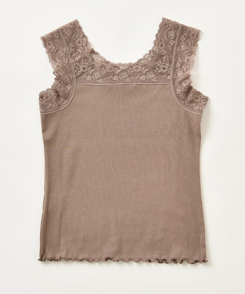 one after another NICE CLAUP(ワンアフターアナザーナイスクラップ)の「前後2Wayレースインナー(キャミソール・レディース・ベージュ/グリーン/アイボリー/モカ・FREE)」の10枚目の写真
