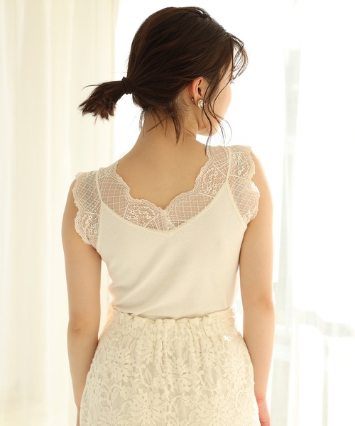 one after another NICE CLAUP(ワンアフターアナザーナイスクラップ)の「前後2Wayレースインナー(キャミソール・レディース・ベージュ/グリーン/アイボリー/モカ・FREE)」の21枚目の写真