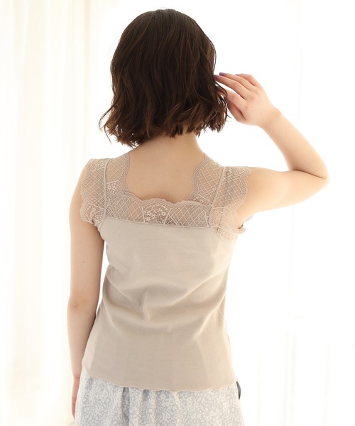 one after another NICE CLAUP(ワンアフターアナザーナイスクラップ)の「前後2Wayレースインナー(キャミソール・レディース・ベージュ/グリーン/アイボリー/モカ・FREE)」の17枚目の写真