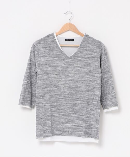 INNOCENT(イノセント)の「アンサンブルVネック7分袖Tシャツ(Tシャツ/カットソー・レディース・グレー/ホワイト/ネイビー/ブラック/ワインレッド・LARGE/X-LARGE/MEDIUM)」の3枚目の写真