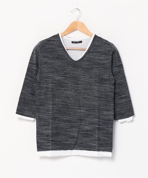 INNOCENT(イノセント)の「アンサンブルVネック7分袖Tシャツ(Tシャツ/カットソー・レディース・グレー/ホワイト/ネイビー/ブラック/ワインレッド・LARGE/X-LARGE/MEDIUM)」の2枚目の写真