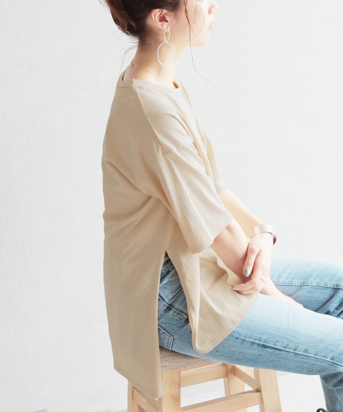 reca(レカ)の「リサイクルコットン サイドスリットTシャツ(Tシャツ/カットソー・レディース・オフホワイト/ブラック/ベージュ系その他・M)」の16枚目の写真