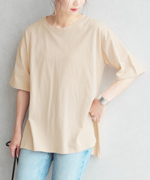 reca(レカ)の「リサイクルコットン サイドスリットTシャツ(Tシャツ/カットソー・レディース・オフホワイト/ブラック/ベージュ系その他・M)」の17枚目の写真