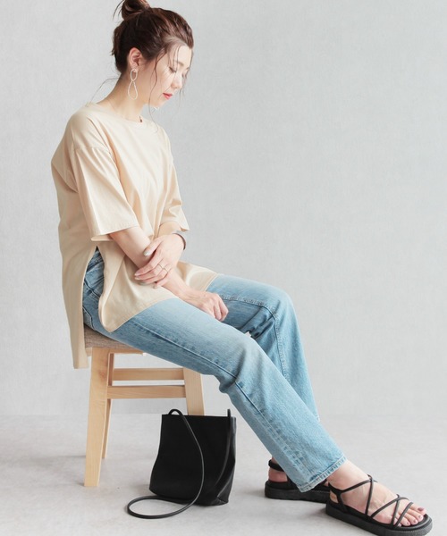 reca(レカ)の「リサイクルコットン サイドスリットTシャツ(Tシャツ/カットソー・レディース・オフホワイト/ブラック/ベージュ系その他・M)」の20枚目の写真