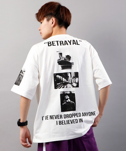 FUNALIVE（ファンアライブ）の「【RINGS】ルーズシルエット 半袖Tシャツ（Tシャツ/カットソー・メンズ・ホワイト/グリーン/ブラック系その他/グリーン系その他/ホワイト×ブルー/ブルー系その他/ブラック系その他2/サックスブルー/ベージュ/ブラック×ブルー/ホワイト×レッド/ブラック×レッド/ブラック・M/L）」の3枚目の写真