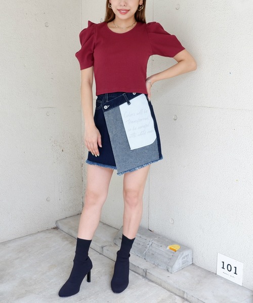 SPIRALGIRL(スパイラルガール)の「バッククロスパワショルカットトップス(Tシャツ/カットソー・レディース・ブラック/ベージュ/パープル/グリーン・FREE)」の13枚目の写真