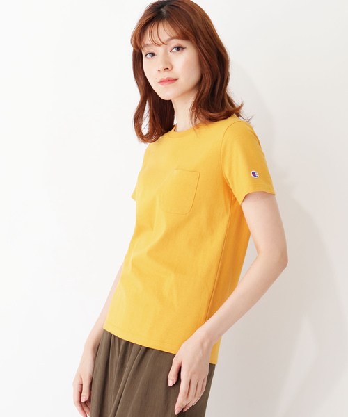 Champion(チャンピオン)の「Champion ポケットTシャツ(Tシャツ/カットソー・レディース・オフホワイト/グリーン/イエロー系7/オレンジ/ブラック・03/02)」の5枚目の写真