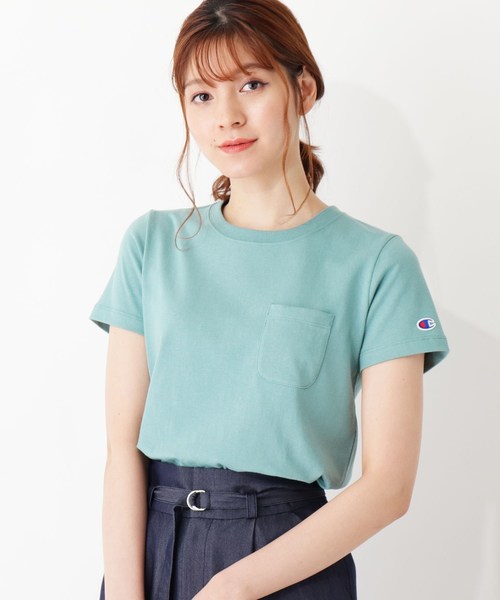 Champion(チャンピオン)の「Champion ポケットTシャツ(Tシャツ/カットソー・レディース・オフホワイト/グリーン/イエロー系7/オレンジ/ブラック・03/02)」の4枚目の写真