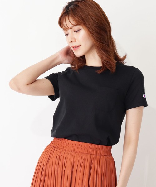 Champion(チャンピオン)の「Champion ポケットTシャツ(Tシャツ/カットソー・レディース・オフホワイト/グリーン/イエロー系7/オレンジ/ブラック・03/02)」の3枚目の写真