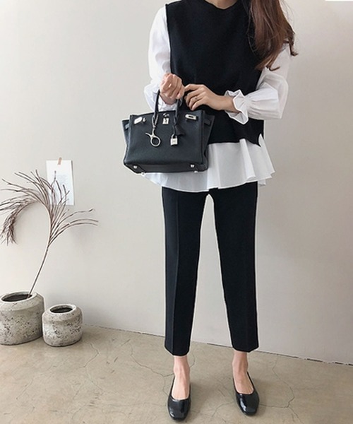 Girly Doll(ガーリードール)の「レイヤードが楽しめる!ニットベスト・ブラウス2枚セット(ニット/セーター・レディース・ホワイト/ブルー/カーキ/キャメル/モカ・FREE)」の18枚目の写真