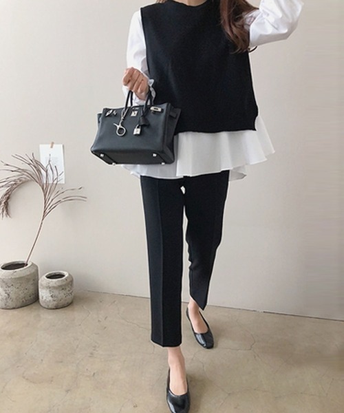 Girly Doll(ガーリードール)の「レイヤードが楽しめる!ニットベスト・ブラウス2枚セット(ニット/セーター・レディース・ホワイト/ブルー/カーキ/キャメル/モカ・FREE)」の22枚目の写真