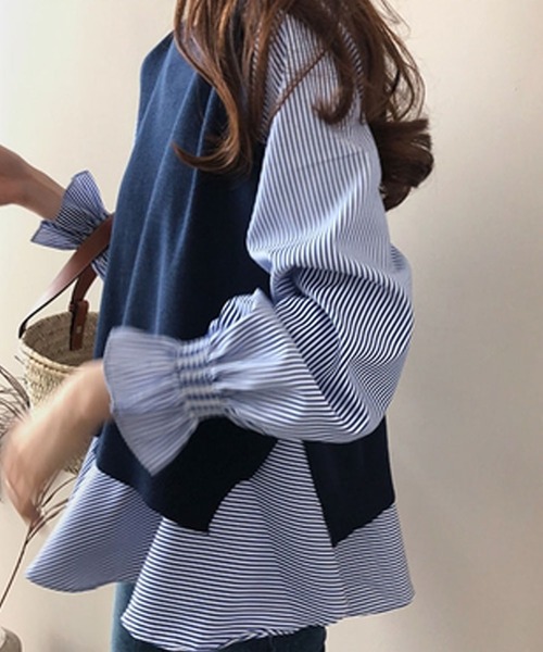 Girly Doll(ガーリードール)の「レイヤードが楽しめる!ニットベスト・ブラウス2枚セット(ニット/セーター・レディース・ホワイト/ブルー/カーキ/キャメル/モカ・FREE)」の8枚目の写真