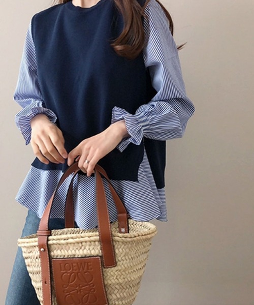 Girly Doll(ガーリードール)の「レイヤードが楽しめる!ニットベスト・ブラウス2枚セット(ニット/セーター・レディース・ホワイト/ブルー/カーキ/キャメル/モカ・FREE)」の9枚目の写真