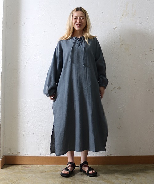 TIME WILL TELL WORKS(タイムウィルテルワークス)の「L/S LACE UP ONEPIECE / ロングスリーブレースアップワンピース(ワンピース・レディース・グレー/レッド/ブラウン系その他/パープル系その他・ONE SIZE)」の9枚目の写真