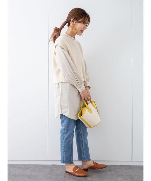 Green Parks(グリーンパークス)の「SET2点 ショートニットベスト+シャツチュニック*(ベスト・レディース・ネイビー/ベージュ/クリーム・FREE)」の17枚目の写真