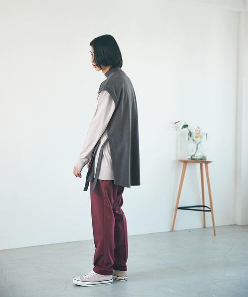 EMMA CLOTHES（エマクローズ）の「【VEST＆L/S TEEセット】サイドスリットムスビ ポンチベスト＆シルケットライク天竺 オーバーサイズ L/S カットソー（ベスト・メンズ・ホワイト/ライトグレー・FREE）」の11枚目の写真