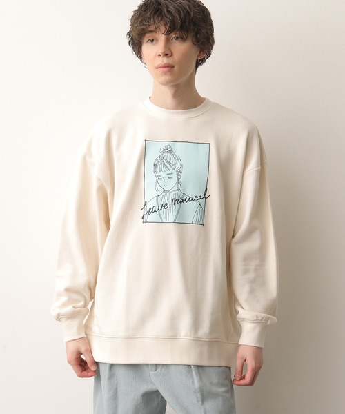 JUNRED（ジュンレッド）の「グラフィックスウェットモックネック（スウェット・メンズ・ホワイト/ダークブラウン/ブルー系その他4・S/M/L）」の2枚目の写真