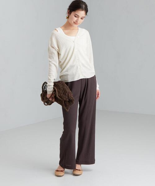 green label relaxing（グリーンレーベルリラクシング）の「[ 手洗い可能 ] CFC ワイド リブ Vネック カーディガン（カーディガン/ボレロ・レディース・ブラック/ベージュ/ナチュラル/ケリー・FREE）」の16枚目の写真