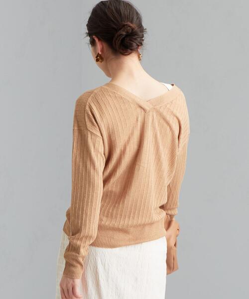 green label relaxing（グリーンレーベルリラクシング）の「[ 手洗い可能 ] CFC ワイド リブ Vネック カーディガン（カーディガン/ボレロ・レディース・ブラック/ベージュ/ナチュラル/ケリー・FREE）」の17枚目の写真