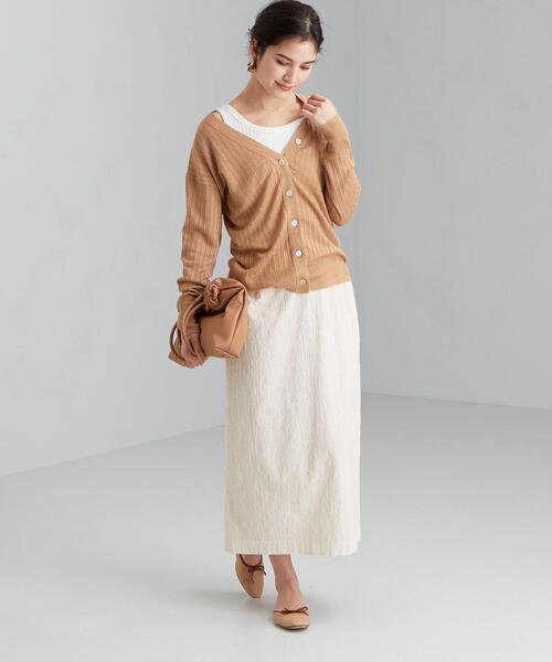 green label relaxing（グリーンレーベルリラクシング）の「[ 手洗い可能 ] CFC ワイド リブ Vネック カーディガン（カーディガン/ボレロ・レディース・ブラック/ベージュ/ナチュラル/ケリー・FREE）」の20枚目の写真