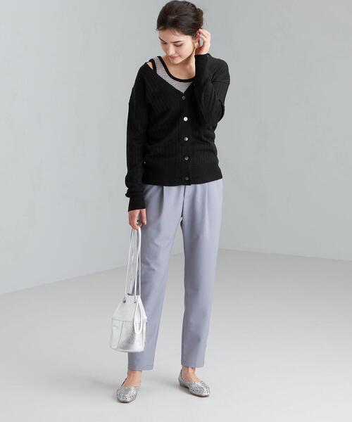 green label relaxing（グリーンレーベルリラクシング）の「[ 手洗い可能 ] CFC ワイド リブ Vネック カーディガン（カーディガン/ボレロ・レディース・ブラック/ベージュ/ナチュラル/ケリー・FREE）」の21枚目の写真