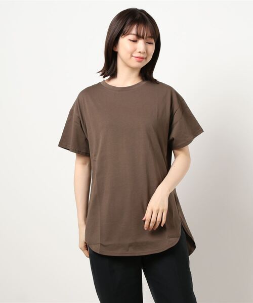 RAG MACHINE（ラグマシーン）の「【RAG MACHINE】ラウンドビッグＴ（Tシャツ/カットソー・レディース・ホワイト/ベージュ/ライトブラウン・M/L/S）」の3枚目の写真