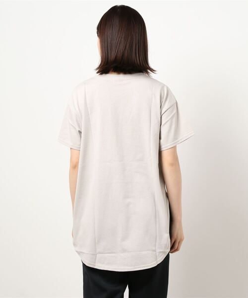 RAG MACHINE（ラグマシーン）の「【RAG MACHINE】ラウンドビッグＴ（Tシャツ/カットソー・レディース・ホワイト/ベージュ/ライトブラウン・M/L/S）」の4枚目の写真