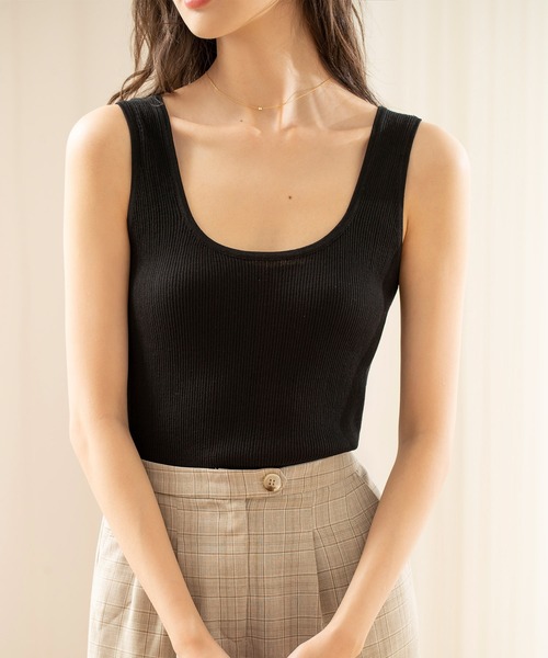 SAISON DE PAPILLON(セゾンドパピヨン)の「サマーニットタンクトップ(タンクトップ・レディース・ホワイト/ブルーグレー/イエロー/ネイビー/パープル/ブラック・L/M)」の21枚目の写真