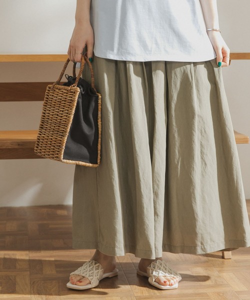 FORK&SPOON（フォークアンドスプーン）の「FORK&SPOON　ランダムタックスカート（スカート・レディース・チャコールグレー/オフホワイト/カーキ・ONE）」の3枚目の写真